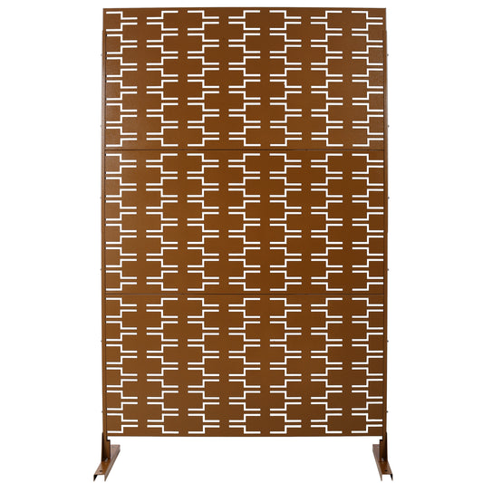 Outdoor & Indoor Privacy Screen Metal Privacy Screen 76' H×48' W, Freestanding Decorative Privacy Screen for Deck Balcony Patio, Privacy Fence Panels for Outside Lawn Garden PS112 BROWN HAMMERTONE SolidRoot Buy Furniture USA