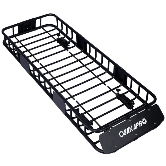 Motoring Roof Rack Rooftop Cargo Carrier Basket 64' Black Steel Universal Fit SolidRoot Buy Furniture USA