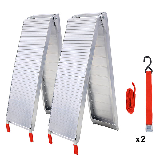 Truck Ramps, 80'x12' Portable Loading Ramps for Pickup Trucks 1500 LBS Capacity Aluminum Folding Ramps with Buckle for ATVs, Snowblower, Lawn Mowers, UTVs, Bike, 2PCS, SILVER SolidRoot Buy Furniture USA