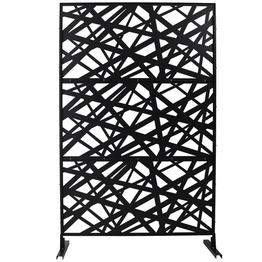 Outdoor & Indoor Privacy Screen Metal Privacy Screen 76' H×48' W, Freestanding Decorative Privacy Screen for Deck Balcony Patio, Privacy Fence Panels for Outside Lawn Garden PS117 BLACK SolidRoot Buy Furniture USA