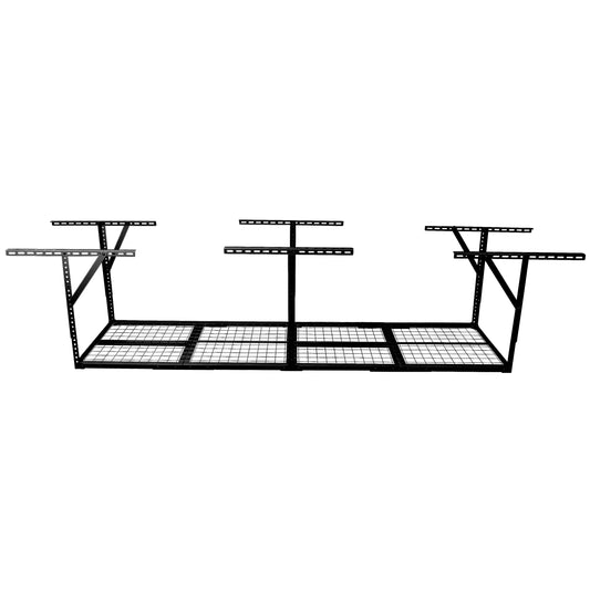 4x8ft Overhead Garage Storage Rack, Heavy-Duty Metal Garage Ceiling Storage Rack, 22''-40' Adjustable Ceiling Drop-Down, 600 lb. Loading Weight Capacity, Black Color SolidRoot Buy Furniture USA