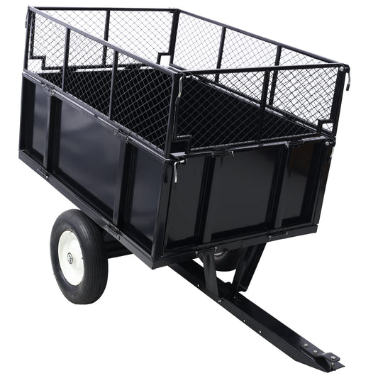 ATV Trailer Steel Dump Cart, 750lbs 22 Cubic Feet Utility Trailer Lawn Garden Trailer with Heavy Duty Tow Behind Carts and Removable Sides for Tractors, ATV, UTV, Lawn Mowers SolidRoot Buy Furniture USA