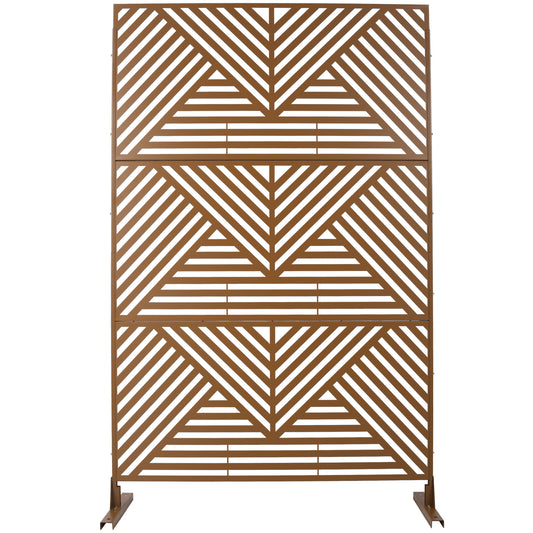 Freestanding Decorative Privacy Screen for Deck Balcony Patio, Metal Privacy Screen 76' H×48' W, Brown SolidRoot Buy Furniture USA