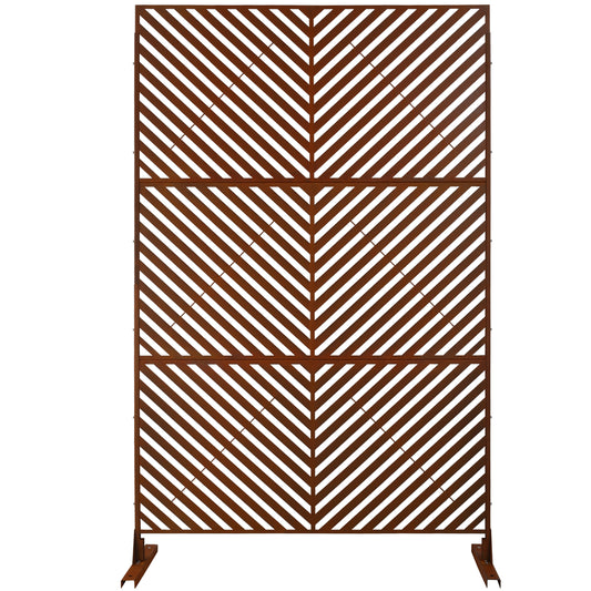 Outdoor & Indoor Privacy Screen Metal Privacy Screen 76' H×48' W, Freestanding Decorative Privacy Screen for Deck Balcony Patio, Privacy Fence Panels for Outside Lawn Garden PS113 RUSTY SolidRoot Buy Furniture USA
