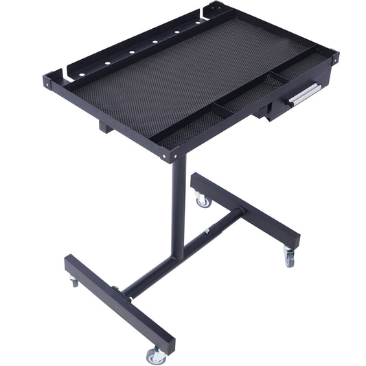 Adjustable Tear Down Work Table with Drawer for Garages, Repair Shops, and DIY, Portable, (4) 2.5' Swivel Casters, 220 Pound Capacity, Rubber Corners, Heavy Duty Steel,black SolidRoot Buy Furniture USA
