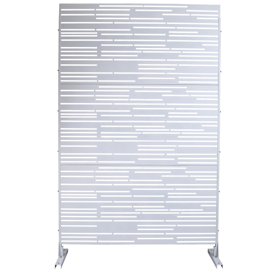 Outdoor & Indoor Freestanding Metal Privacy Screen 76' H x 48' W, Decorative Privacy Fence Panels White SolidRoot Buy Furniture USA