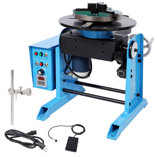 Heavy Duty Rotary Welding Positioner Turntable Table with Manual Tilt and 3-Jaw Lathe Chuck, Blue Steel, 18.70' x 15.00' x 17.30' SolidRoot Buy Furniture USA