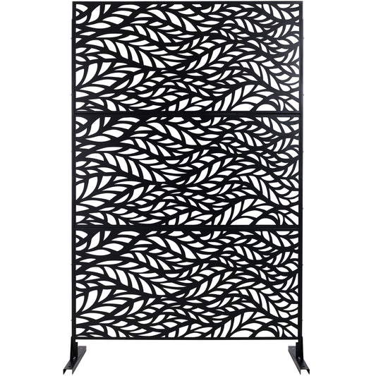 Outdoor & Indoor Privacy Screen Metal Privacy Screen, Freestanding Decorative Privacy Screen for Deck Balcony Patio, Black Steel, 76' H×48' W SolidRoot Buy Furniture USA