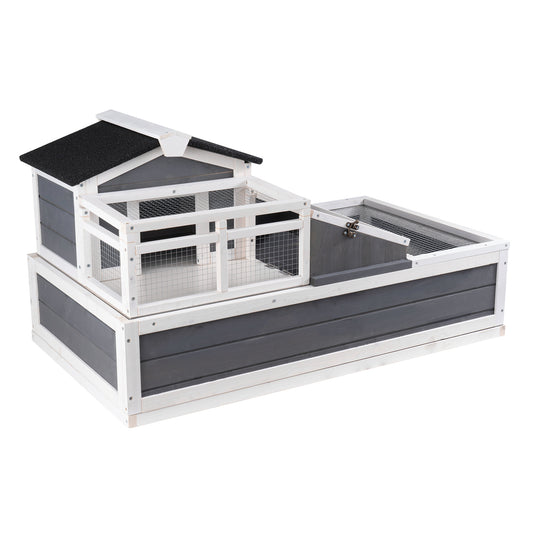 Tortoise Habitat Wooden Tortoise House Indoor/Outdoor 3-Room 44x25.6x24in - SolidRoot Buy Furniture USA