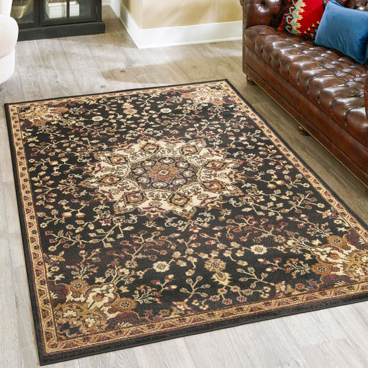 Classic GC_VIN5016 Black 5 ft. 3 in. x 7 ft. 3 in. Area Rug