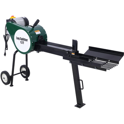 Double Flywheel Electric Log Splitter Log Splitter Electric Portable 12 Ton hotizontal 2HP 16A,electric firewood splitting machine SolidRoot Buy Furniture USA