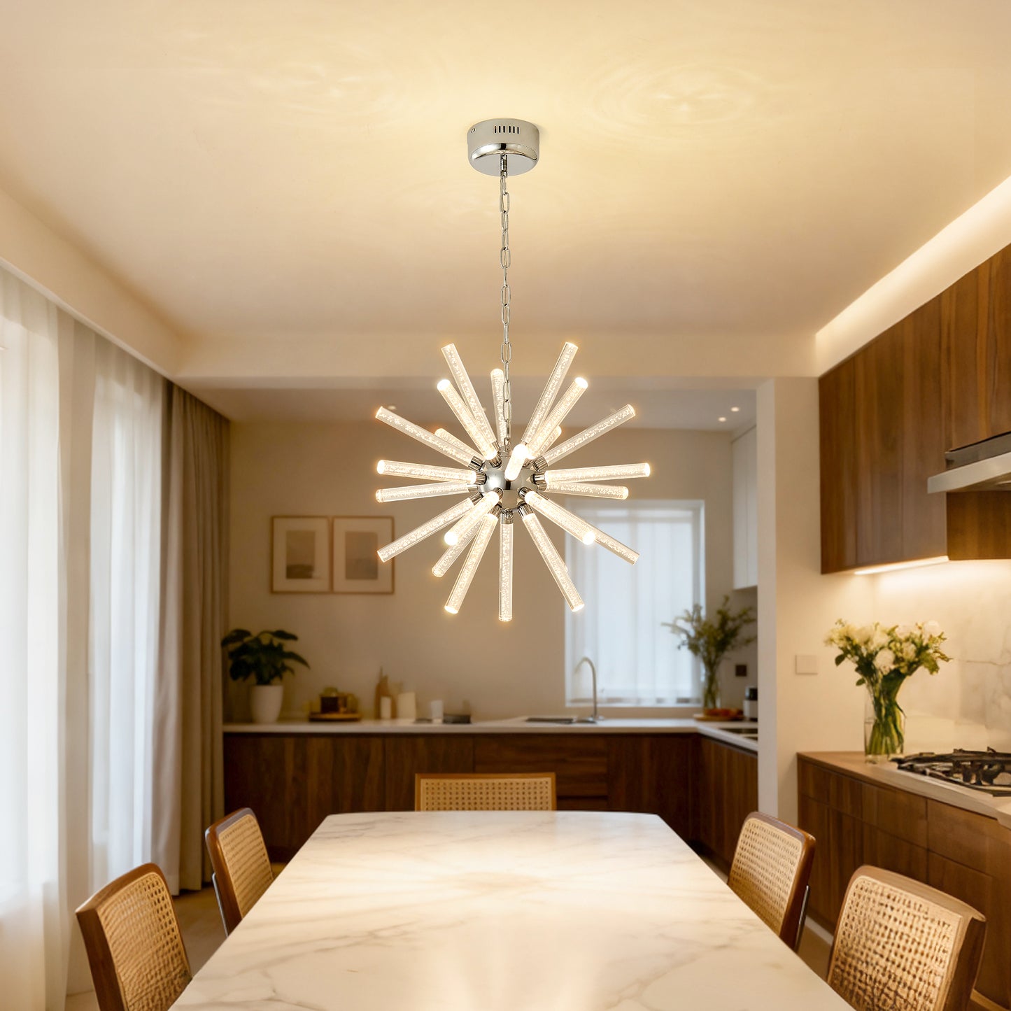 24-Light Bubble Pillar Chandelier,Adjustable Pendant Lights  Living Room Dining Room Decoration Lamp Custom Hotel Project Lighting