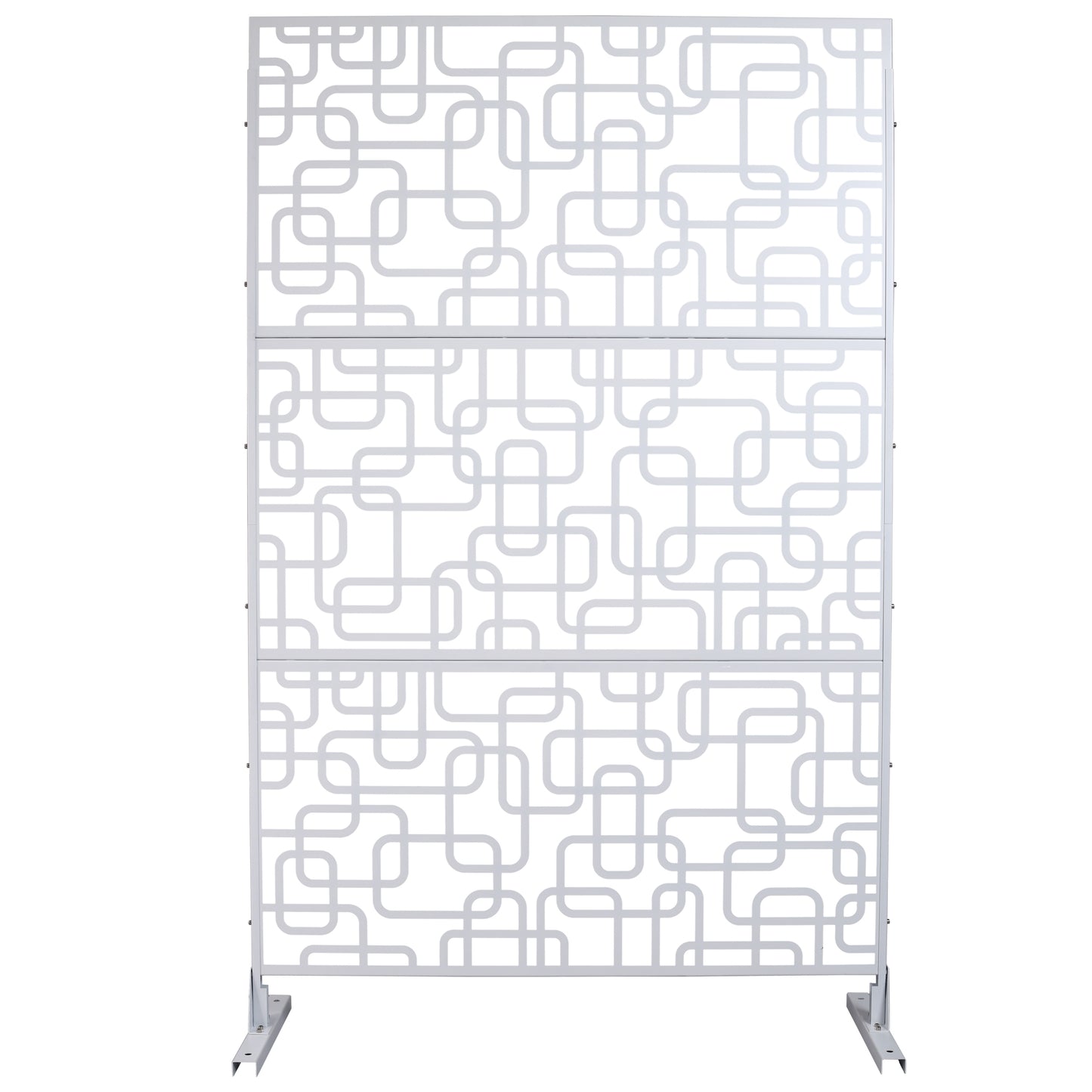 Outdoor & Indoor Privacy Screen Metal Privacy Screen 76' H×48' W, Freestanding Decorative Privacy Screen for Deck Balcony Patio, Privacy Fence Panels for Outside Lawn Garden PS114 WHITE SolidRoot Buy Furniture USA