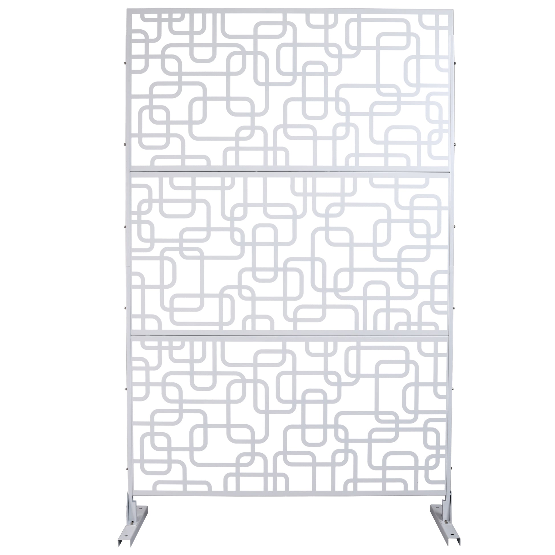 Outdoor & Indoor Privacy Screen Metal Privacy Screen 76' H×48' W, Freestanding Decorative Privacy Screen for Deck Balcony Patio, Privacy Fence Panels for Outside Lawn Garden PS114 WHITE SolidRoot Buy Furniture USA