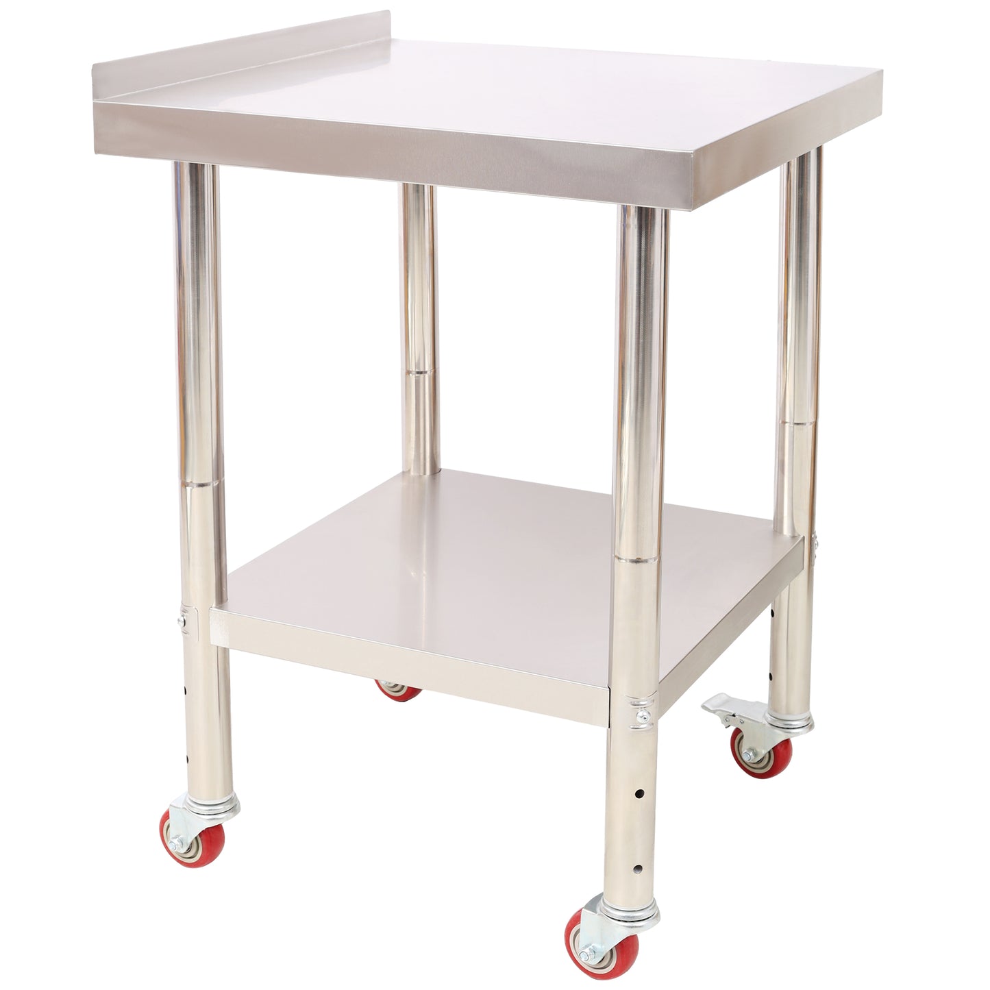 Stainless Steel Prep Table, 24 x 24 x 35-1/2 Inch, 440lbs Load Capacity Heavy Duty Metal Worktable with Backsplash Adjustable Undershelf & 4 Casters, Commercial Workstation for Kitchen Restaurant SolidRoot Buy Furniture USA