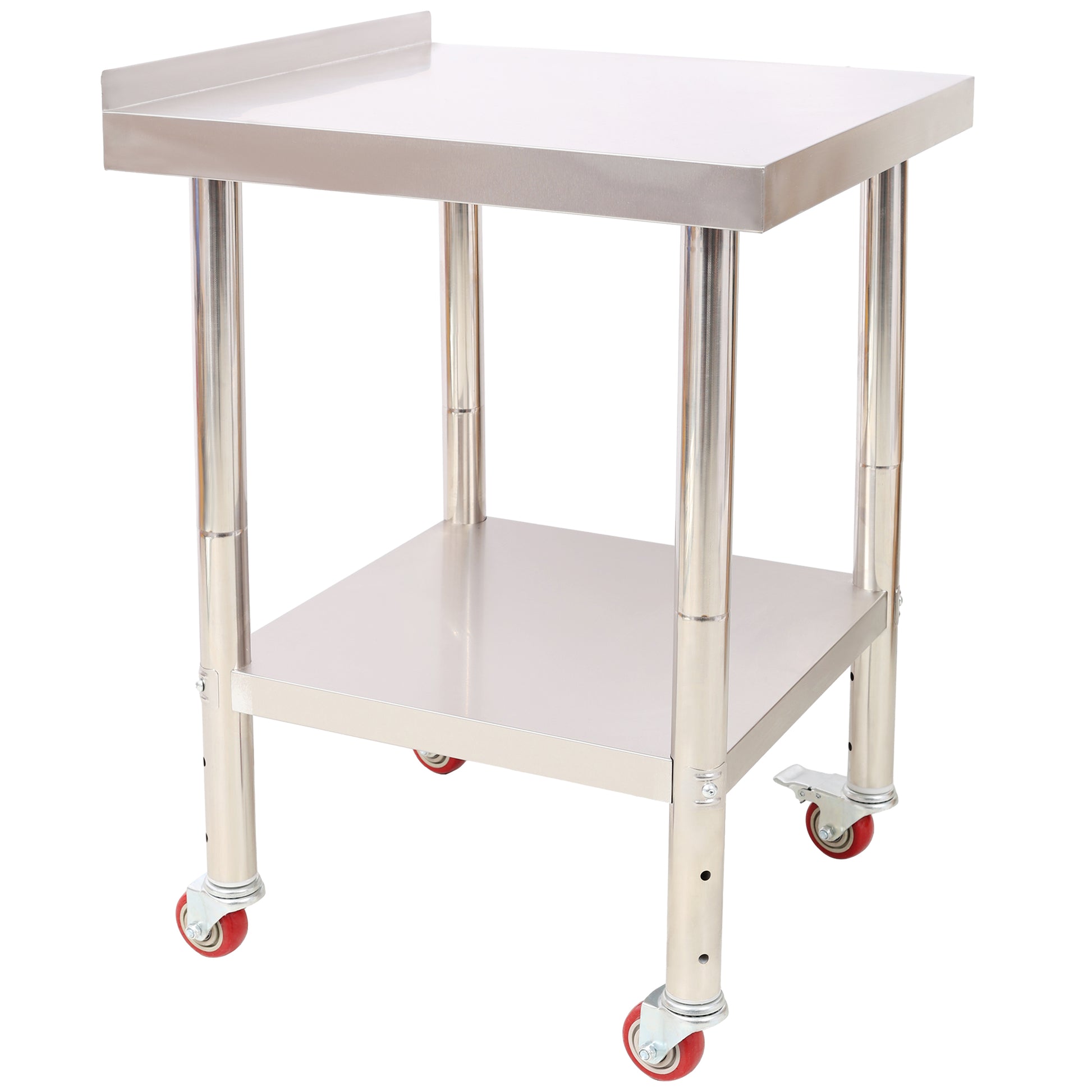 Stainless Steel Prep Table, 24 x 24 x 35-1/2 Inch, 440lbs Load Capacity Heavy Duty Metal Worktable with Backsplash Adjustable Undershelf & 4 Casters, Commercial Workstation for Kitchen Restaurant SolidRoot Buy Furniture USA