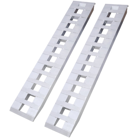 Heavy-Duty Ramps with Top Hook Attaching End, Universal Loading Ramp for Motorcycle, Tractor, ATV/UT 72' X 14' 6600 LBS 1 Pair 2 Ramps Silver Aluminum SolidRoot Buy Furniture USA