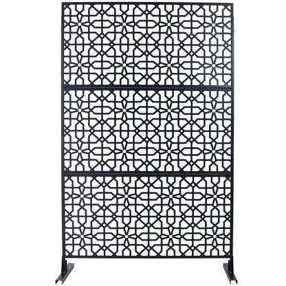 Outdoor & Indoor Privacy Screen Metal Privacy Screen 76' H×48' W Freestanding Decorative Privacy Screen Black Steel SolidRoot Buy Furniture USA