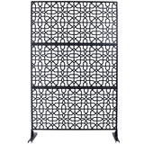 Outdoor & Indoor Privacy Screen Metal Privacy Screen 76' H×48' W Freestanding Decorative Privacy Screen Black Steel SolidRoot Buy Furniture USA