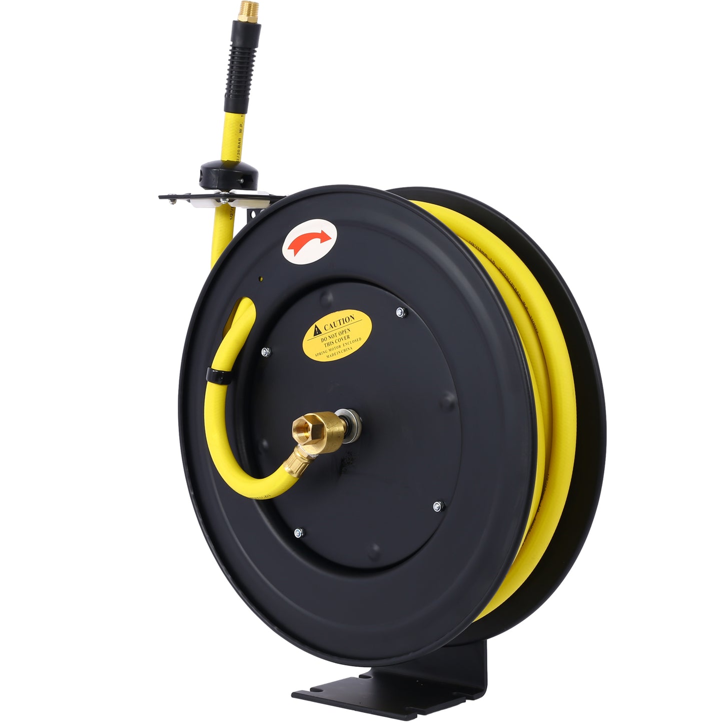 Retractable Air Hose Reel, 1/2' Inch x 50' Ft Auto Rewind Hose-Reel, Heavy Duty Steel Air Hose Reel, Industrial Grade Rubber Hose SolidRoot Buy Furniture USA