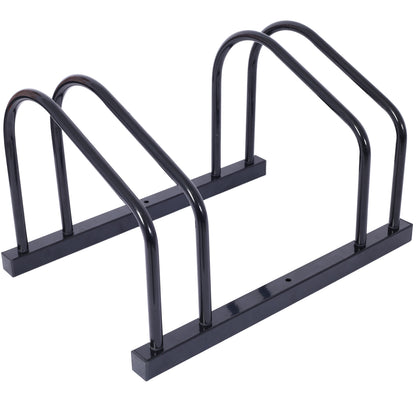 2 Bikes Floor Bike Stand, Bike Parking Rack Garage Bike Storage Stand Indoor/Outdoor 22-28' Wheel Stand, Max. Tire Width 2.15',black painted SolidRoot Buy Furniture USA