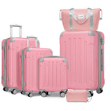 Luggage Sets 6 Piece with Duffel Bags, Hardside Expandable Suitcases with Spinner Wheels TSA Lock, Pink SolidRoot Buy Furniture USA
