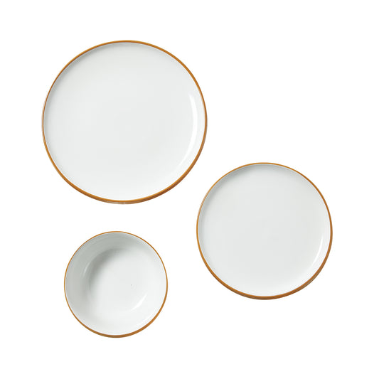 18 PCS Dinnerware Set Ceramic Plates and Bowls Sets Service for 6 White