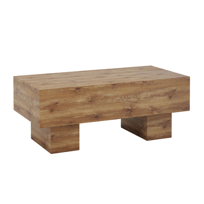 This modern rectangular coffee table features a stylish wood color, making it an ideal addition to any living room or apartment,. SolidRoot Buy Furniture USA