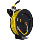 Air Hose Reel Retractable 3/8' Inch x 50' Foot SBR Rubber Hose Max 300PSI Heavy Duty Industrial Steel Single Arm Construction SolidRoot Buy Furniture USA
