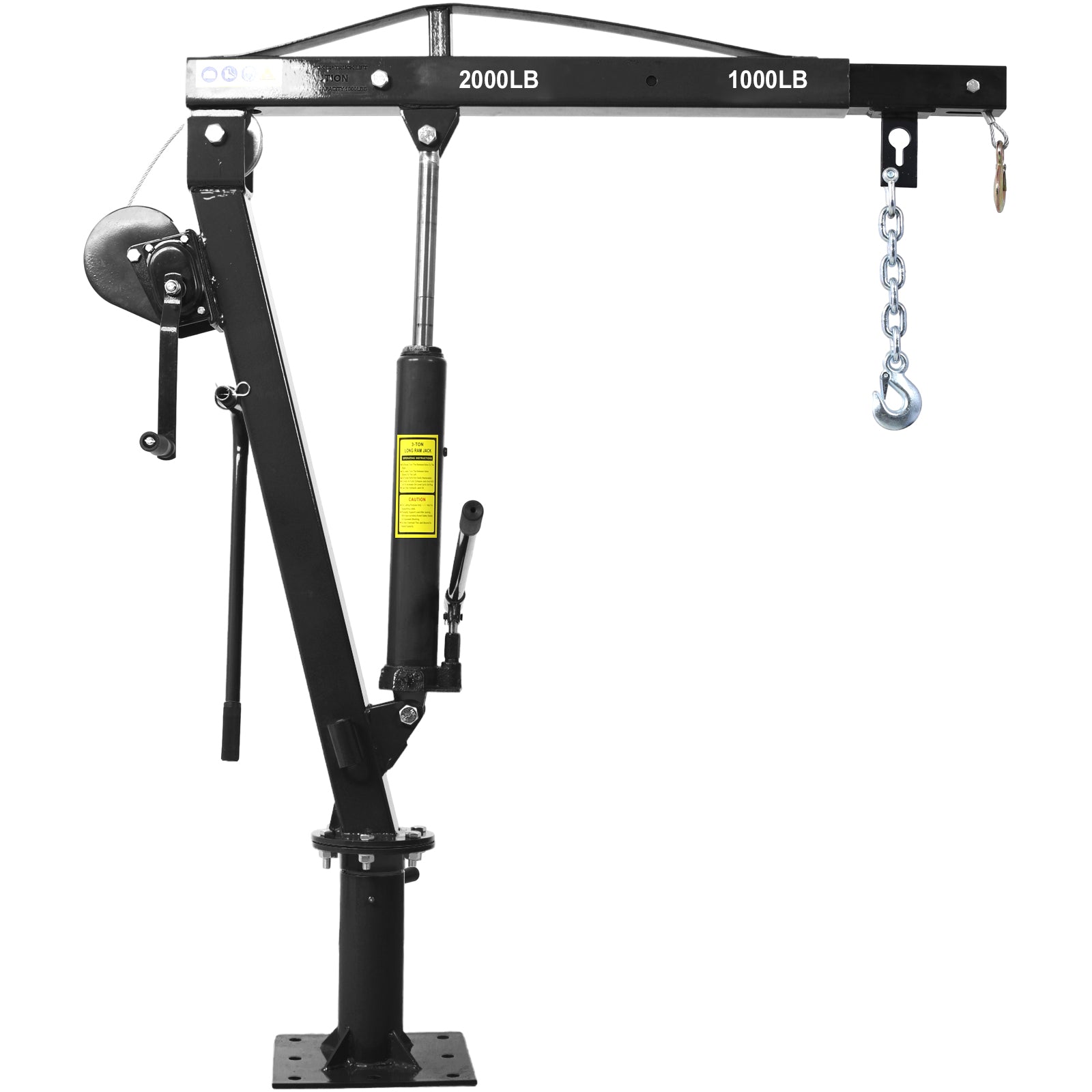 Hydraulic Pickup Truck Crane with Hand Winch  , Pickup Truck Bed Hoist Jib Crane- 2000-Lb. Capacity Black SolidRoot Buy Furniture USA