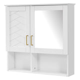 Modern 2-in-1 Wall Mounted Mirror Cabinet with Adjustable Shelves, Soft Close Doors, High-Define Mirror in White Finish, MDF & Rubber Wood Construction, 30 Inch