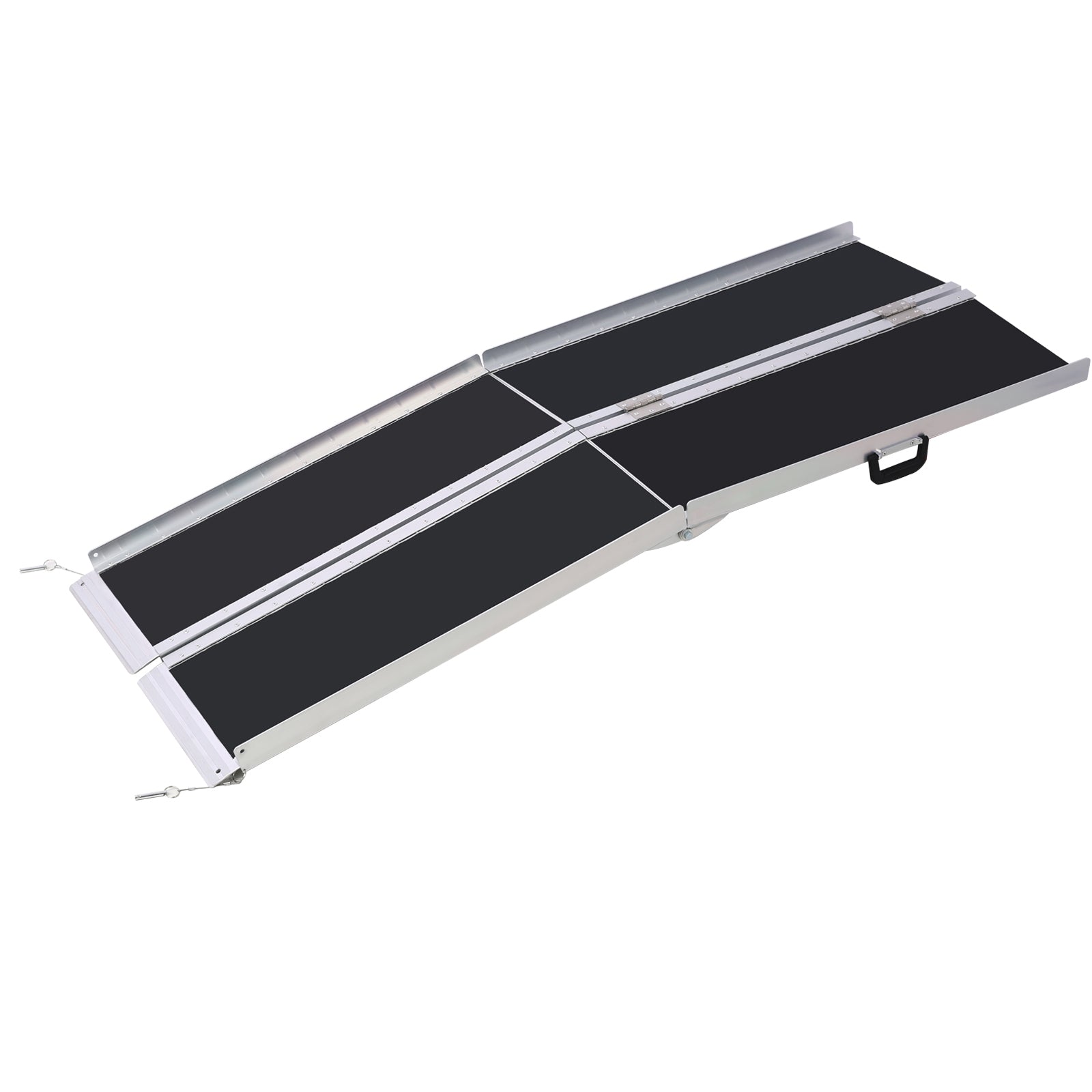 Portable Aluminium Wheelchair Ramp - 5ft, Non-Skid, Foldable, Silver, 600 Pound Capacity SolidRoot Buy Furniture USA