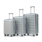 20'/24'/28' 3 pcs/set in ABS Spinner Wheel Luggage, Matching Color , With Combination Lock (Silver) SolidRoot Buy Furniture USA