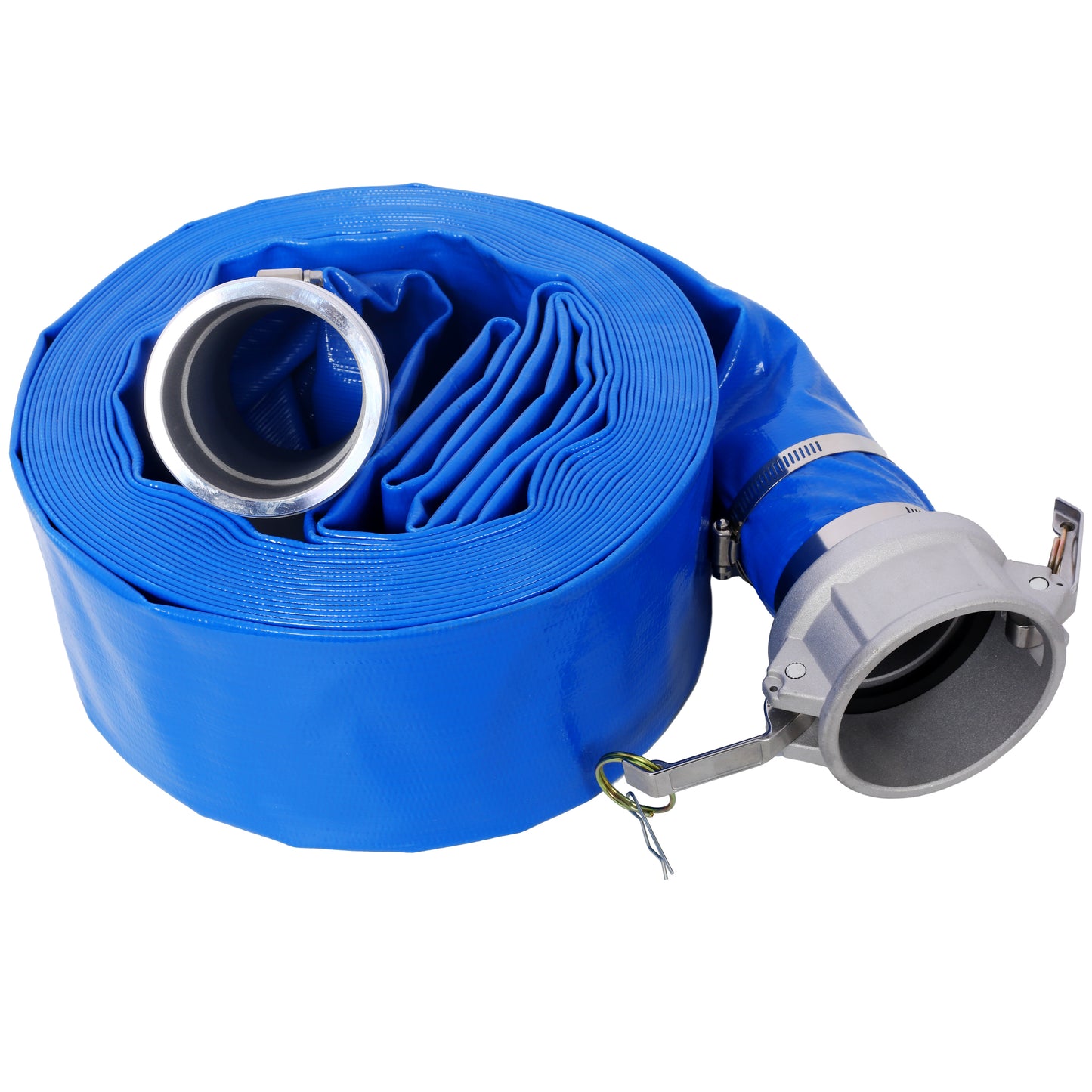 3'x50FT  Pool Backwash Hose, Heavy Duty Reinforced Blue PVC Lay Flat Water Discharge Pump Hoses For Swimming Drain Pools and Clean Filters, with Aluminum Camlock C and E Fittings SolidRoot Buy Furniture USA