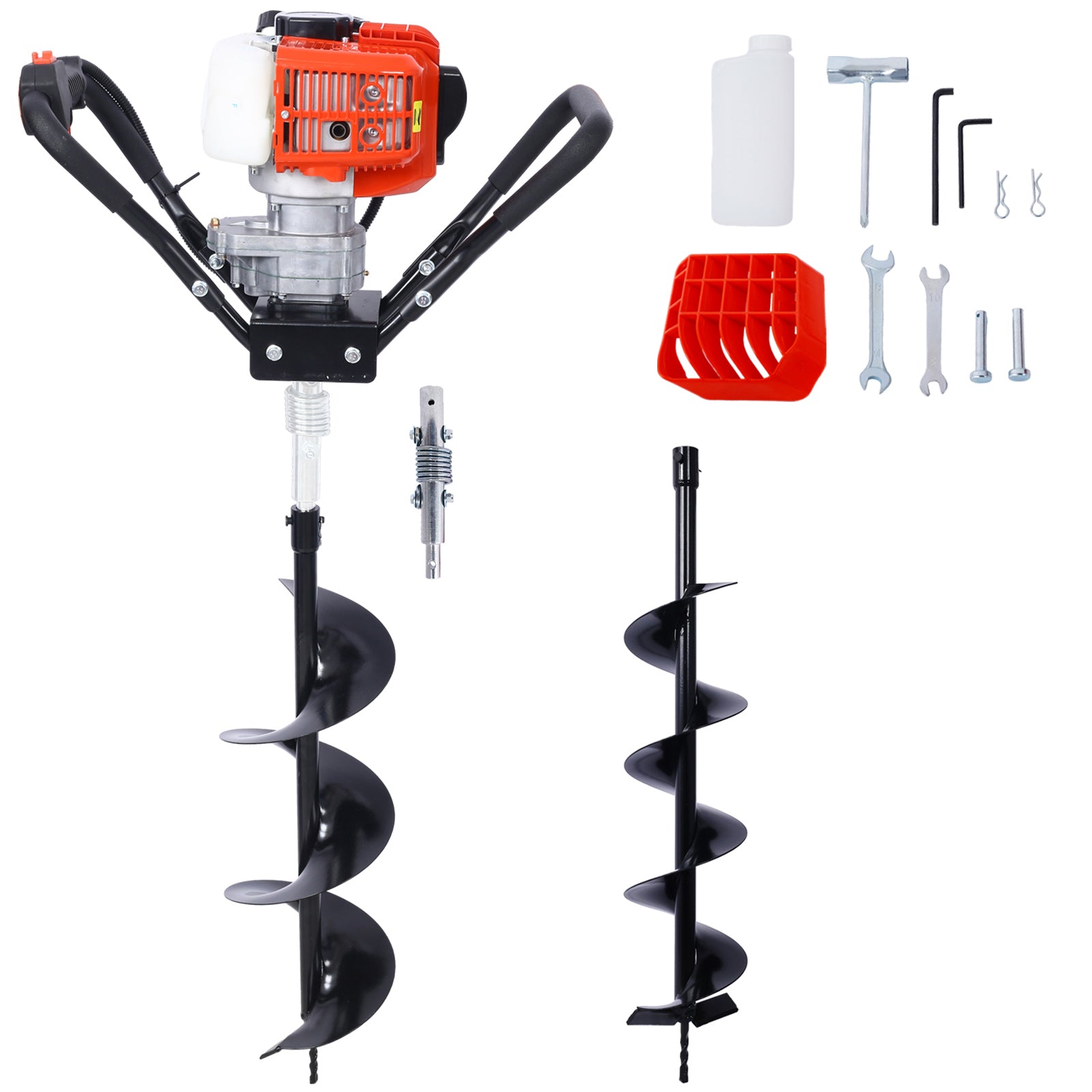 Post Hole Digger, 43cc  Post Hole Digger, Gas Powered Earth Digger with 6&8' and absorber,Earth Auger Drill Bit, 30 inch Long Alloy Steel Auger, for Farmland, Garden and Plant, EPA Certification SolidRoot Buy Furniture USA