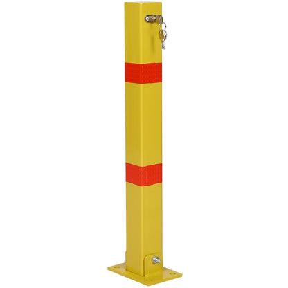 Square Yellow Parking Bollard Pole Barrier with Lock for Car Parking Protection and Home Garage Street Decor SolidRoot Buy Furniture USA