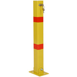 Square Yellow Parking Bollard Pole Barrier with Lock for Car Parking Protection and Home Garage Street Decor SolidRoot Buy Furniture USA