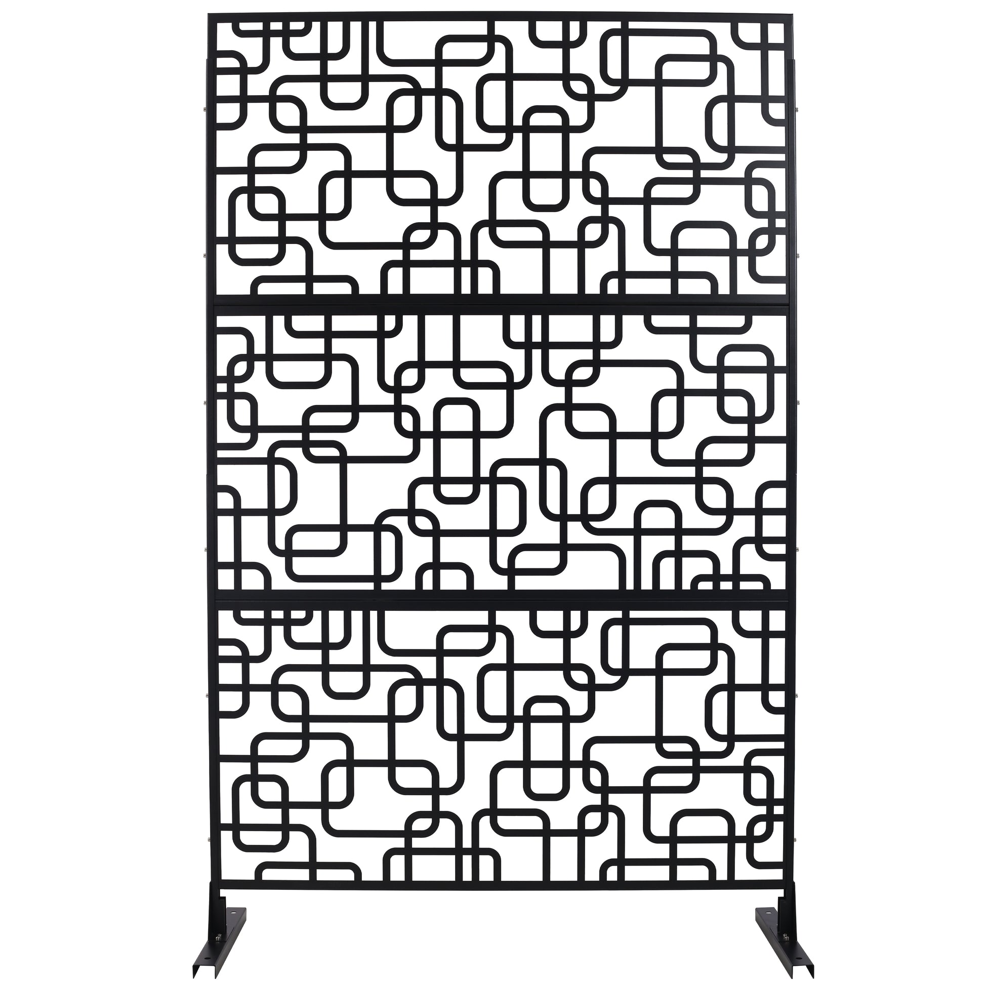 Outdoor & Indoor Privacy Screen Metal Privacy Screen 76' H×48' W, Freestanding Decorative Privacy Screen for Deck Balcony Patio, Privacy Fence Panels for Outside Lawn Garden PS114 BLACK, LIGHT SolidRoot Buy Furniture USA