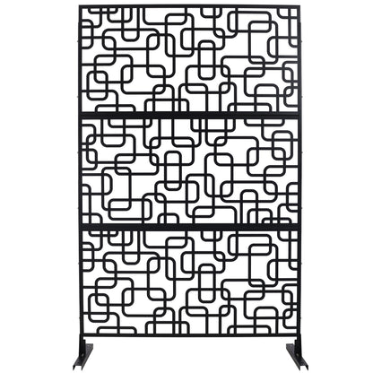 Outdoor & Indoor Privacy Screen Metal Privacy Screen 76' H×48' W, Freestanding Decorative Privacy Screen for Deck Balcony Patio, Privacy Fence Panels for Outside Lawn Garden PS114 BLACK, LIGHT SolidRoot Buy Furniture USA