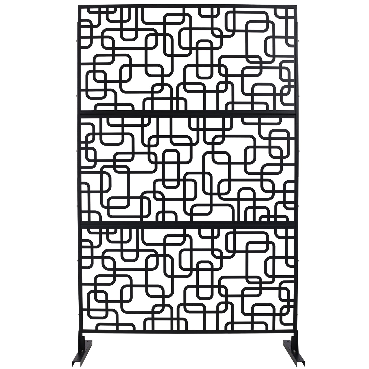 Outdoor & Indoor Privacy Screen Metal Privacy Screen 76' H×48' W, Freestanding Decorative Privacy Screen for Deck Balcony Patio, Privacy Fence Panels for Outside Lawn Garden PS114 BLACK SolidRoot Buy Furniture USA