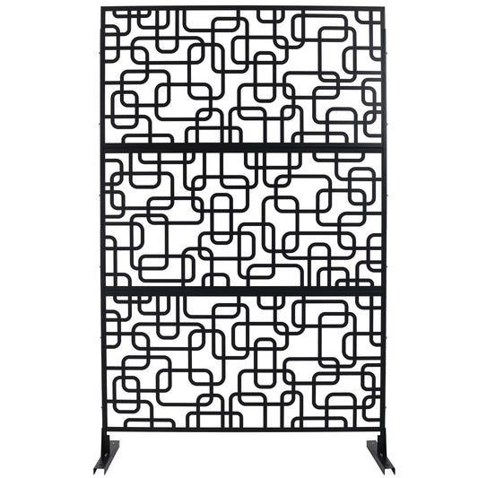 Outdoor & Indoor Privacy Screen Metal Privacy Screen 76' H×48' W, Freestanding Decorative Privacy Screen for Deck Balcony Patio, Privacy Fence Panels for Outside Lawn Garden PS114 BLACK SolidRoot Buy Furniture USA