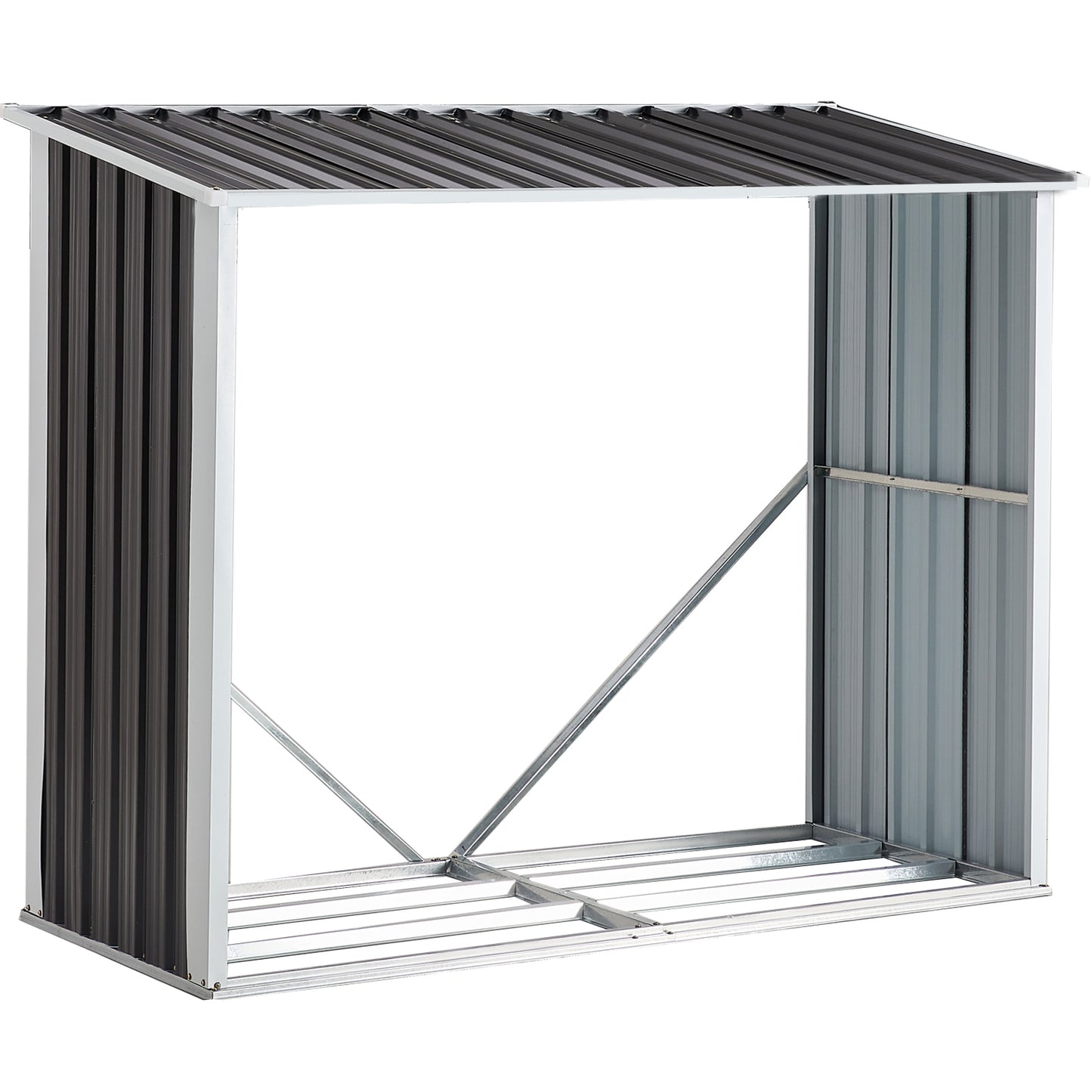 Log Storage Shed, Log Holder with Roof, Log Storage Shed, Firewood Rack for Backyard Garden Patio Porch, Anthracite Galvanized Steel 70.9' SolidRoot Buy Furniture USA