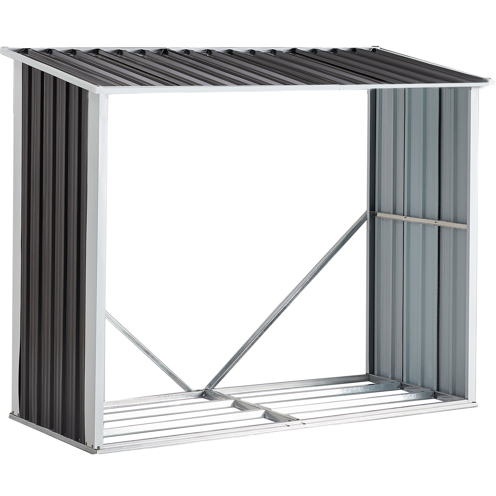 Log Storage Shed, Log Holder with Roof, Log Storage Shed, Firewood Rack for Backyard Garden Patio Porch, Anthracite Galvanized Steel 70.9' SolidRoot Buy Furniture USA