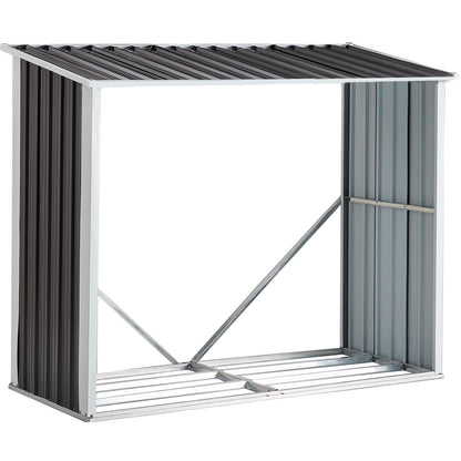 Log Storage Shed, Log Holder with Roof, Log Storage Shed, Firewood Rack for Backyard Garden Patio Porch, Anthracite Galvanized Steel 70.9' SolidRoot Buy Furniture USA