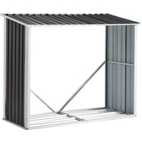 Log Storage Shed, Log Holder with Roof, Log Storage Shed, Firewood Rack for Backyard Garden Patio Porch, Anthracite Galvanized Steel 70.9' SolidRoot Buy Furniture USA