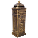 Mailboxs Residential The Court Large-Capacity Letter Box, Outdoor Rainproof Postbox, Copper Color, Cast Aluminum, 40 Inch Height SolidRoot Buy Furniture USA