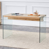 The top of the coffee table is made of medium density fiberboard and wooden stickers, with transparent tempered glass on both sides. The design is simple and elegant.W1151P183734 SolidRoot Buy Furniture USA