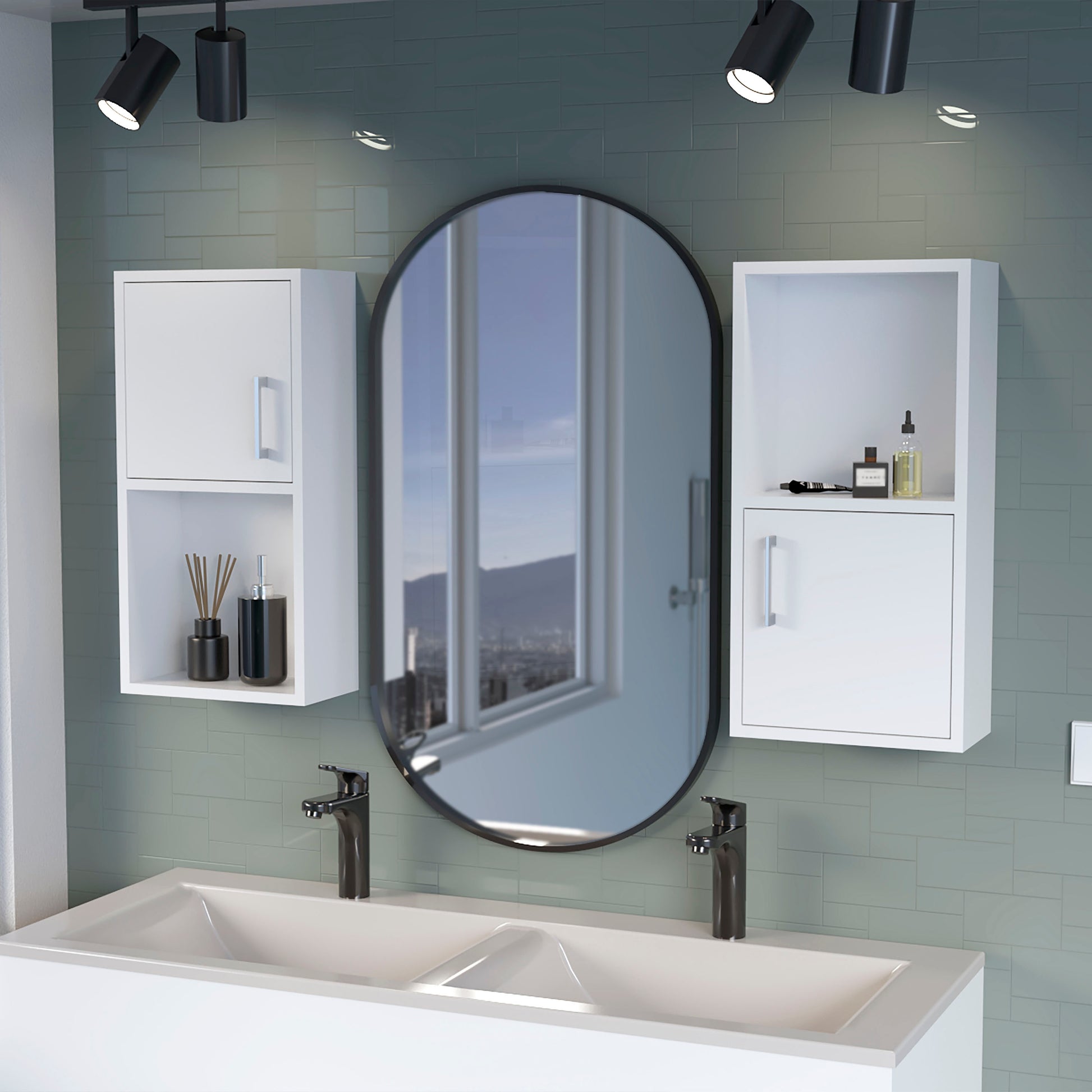 Dixie 2 bathroom medicine cabinets with storage with open shelf SolidRoot Buy Furniture USA