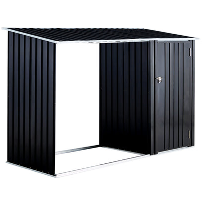 Firewood Storage Shed, Outdoor Firewood Rack, Outdoor Storage Shed with Log Holder, Firewood Shelter for Patio, Anthracite Galvanized Steel SolidRoot Buy Furniture USA
