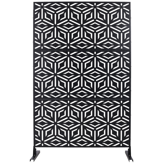 Outdoor & Indoor Privacy Screen Metal Privacy Screen 76' H×48' W, Freestanding Decorative Privacy Screen for Deck Balcony Patio, Privacy Fence Panels for Outside Lawn Garden PS115 BLACK SolidRoot Buy Furniture USA
